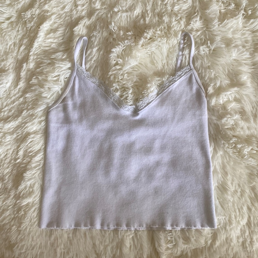 White Laced cropped tank top from Brandy Melville